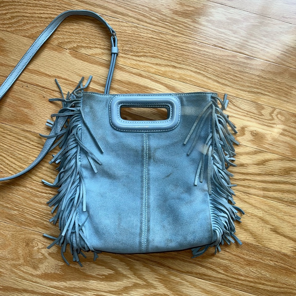 MAJE M Bag. Suede light blue.